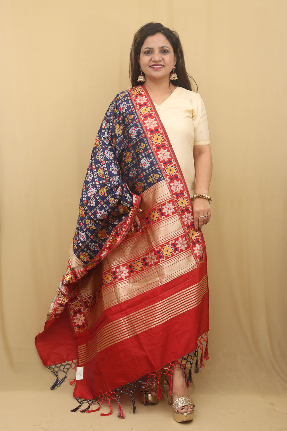 Timeless Blue Patola Silk Dupatta: Stunning Fashion Accessory - Luxurion World