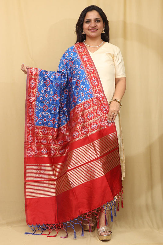 Exquisite Blue Patola Silk Dupatta - Timeless Elegance - Luxurion World