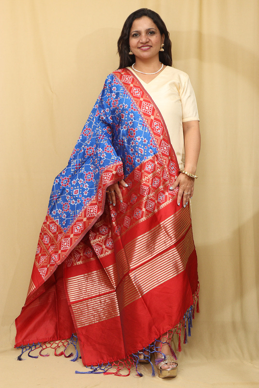 Exquisite Blue Patola Silk Dupatta - Timeless Elegance - Luxurion World