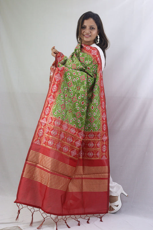 Green Patola Silk Dupatta - Luxurion World