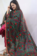 Stunning Multicolor Phulkari Chanderi Silk Dupatta with Intricate Embroidery - Luxurion World