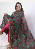 Stunning Multicolor Phulkari Chanderi Silk Dupatta with Intricate Embroidery - Luxurion World