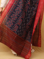 Blue Handloom Sambalpuri Ikat Pure Cotton Dupatta - Luxurion World