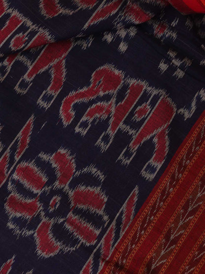 Blue Handloom Sambalpuri Ikat Pure Cotton Dupatta - Luxurion World