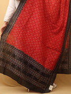 Red Handloom Sambalpuri Ikat Pure Cotton Dupatta - Luxurion World