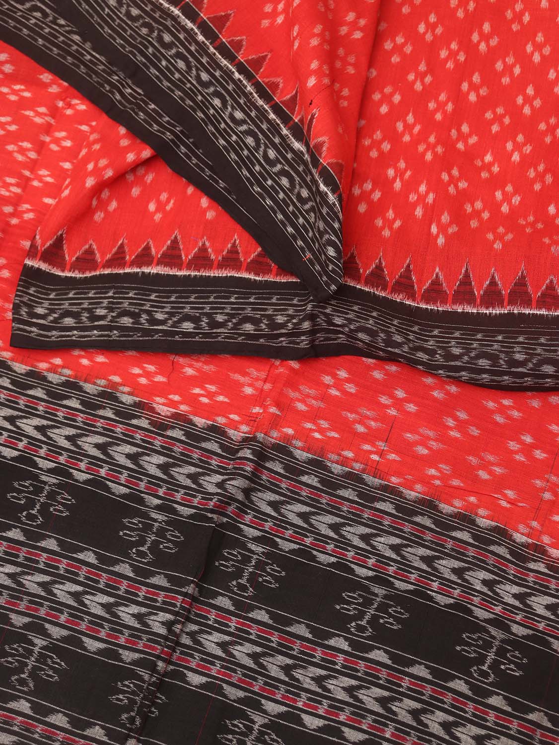 Red Handloom Sambalpuri Ikat Pure Cotton Dupatta - Luxurion World