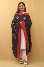 Black Handloom Sambalpuri Ikat Pure Cotton Dupatta - Luxurion World