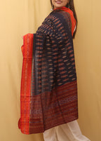Blue Handloom Sambalpuri Ikat Pure Cotton Dupatta - Luxurion World