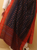 Blue Handloom Sambalpuri Ikat Pure Cotton Dupatta - Luxurion World