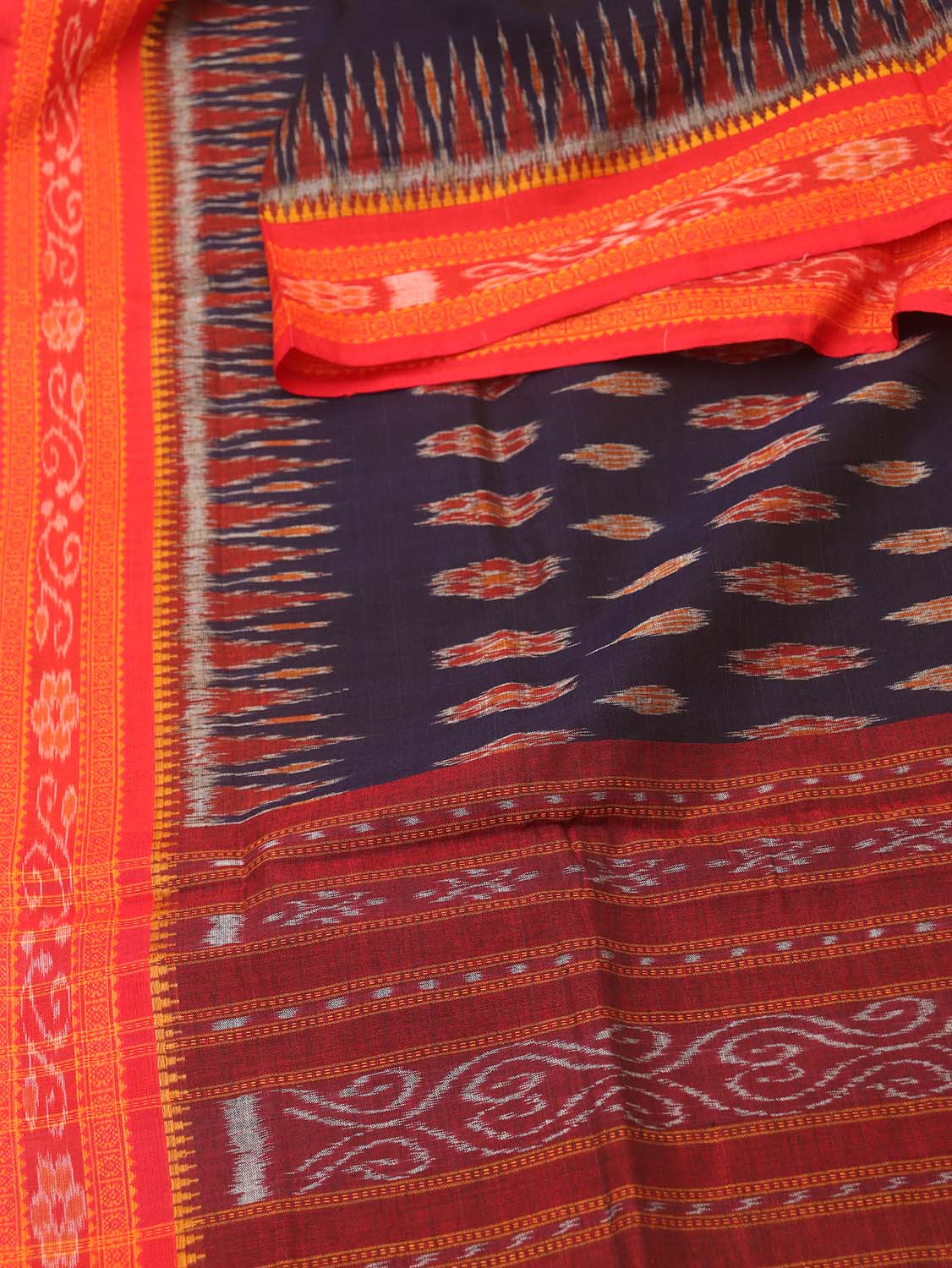 Blue Handloom Sambalpuri Ikat Pure Cotton Dupatta - Luxurion World