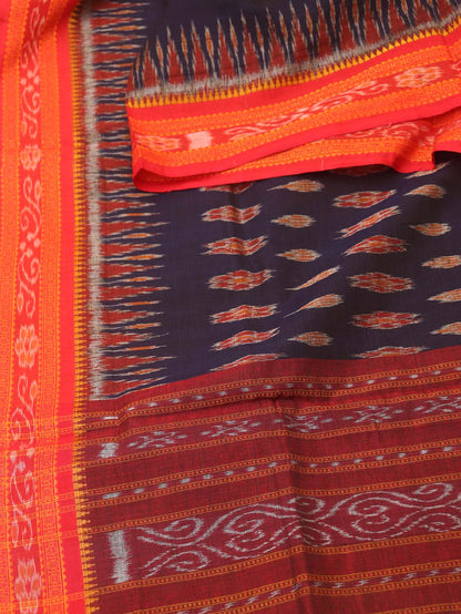 Blue Handloom Sambalpuri Ikat Pure Cotton Dupatta - Luxurion World