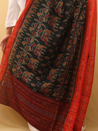 Green Handloom Sambalpuri Ikat Pure Cotton Dupatta - Luxurion World