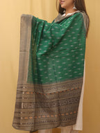 Green Handloom Sambalpuri Ikat Pure Cotton Dupatta - Luxurion World