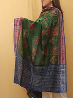 Green Handloom Sambalpuri Ikat Pure Cotton Dupatta - Luxurion World