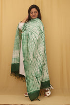 Stylish Green Shibori Cotton Tie & Dye Dupatta for Fashionable Looks - Luxurion World