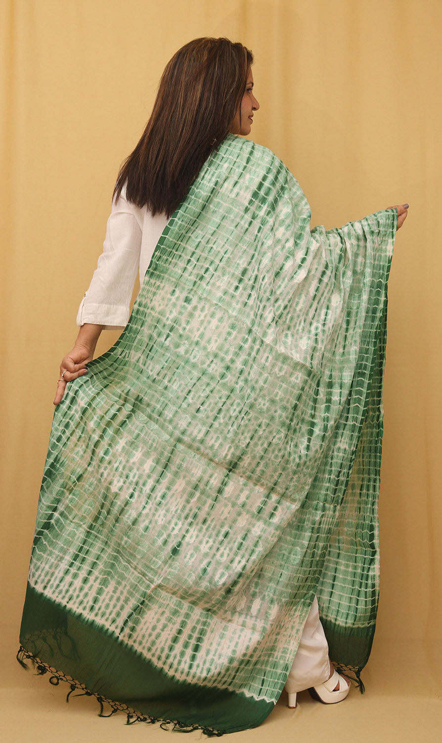 Stylish Green Shibori Cotton Tie & Dye Dupatta for Fashionable Looks - Luxurion World