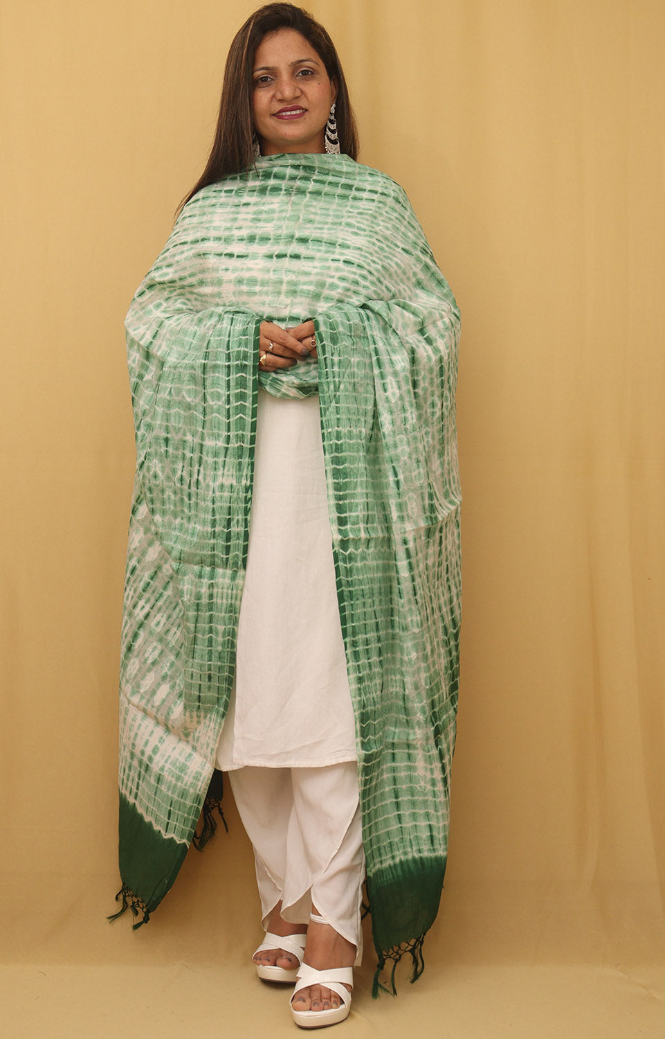 Stylish Green Shibori Cotton Tie & Dye Dupatta for Fashionable Looks - Luxurion World
