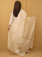 Pastel Embroidered Trendy Cotton Silk Dupatta - Luxurion World