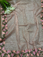 Peach Embroidered Organza Dupatta - Trendy Style - Luxurion World