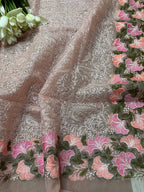 Peach Embroidered Organza Dupatta - Trendy Style - Luxurion World