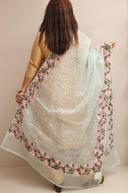 Stylish Green Trendy Organza Dupatta with Embroidery - Luxurion World
