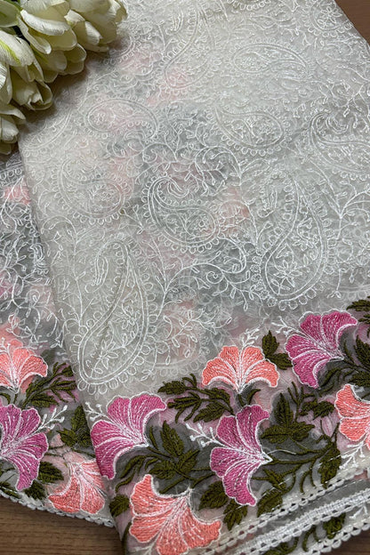 Pastel Embroidered Organza Dupatta - Trendy Style - Luxurion World