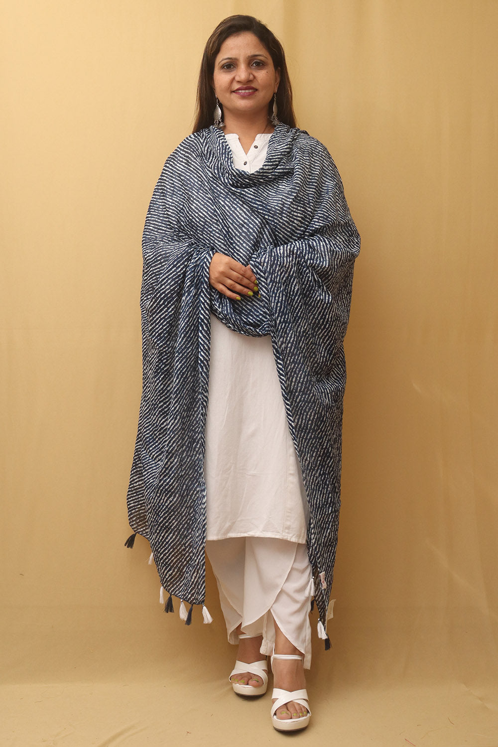 Blue Tie And Dye Cotton Dupatta - Luxurion World