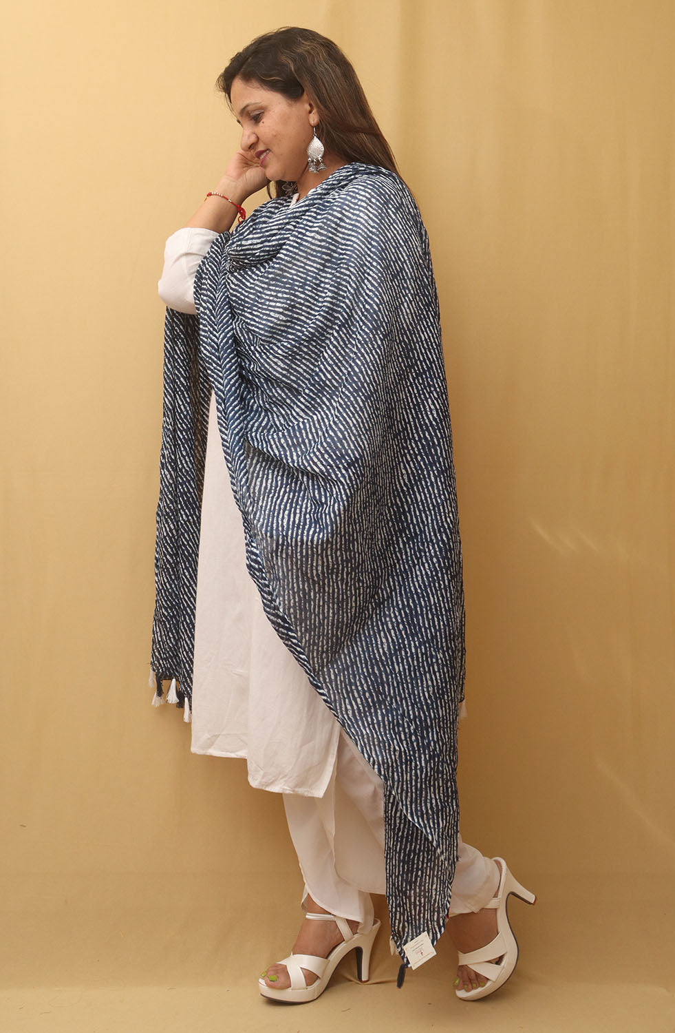 Blue Tie And Dye Cotton Dupatta - Luxurion World