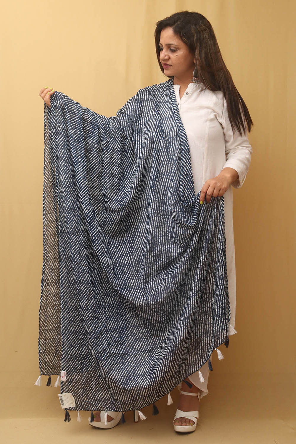 Blue Tie And Dye Cotton Dupatta - Luxurion World