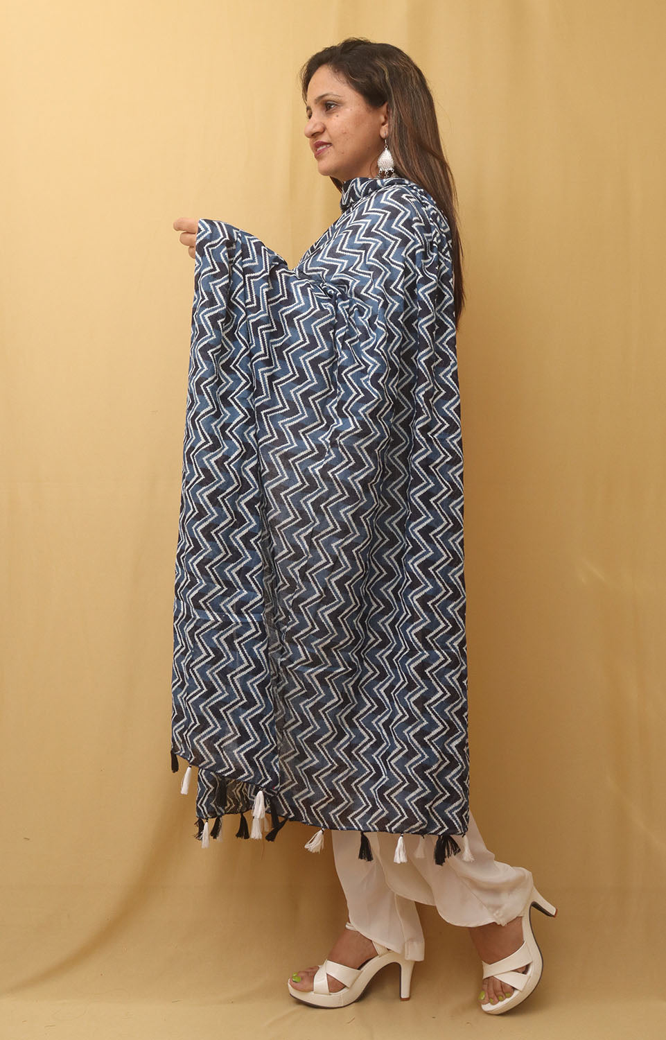 Blue Tie And Dye Cotton Dupatta - Luxurion World