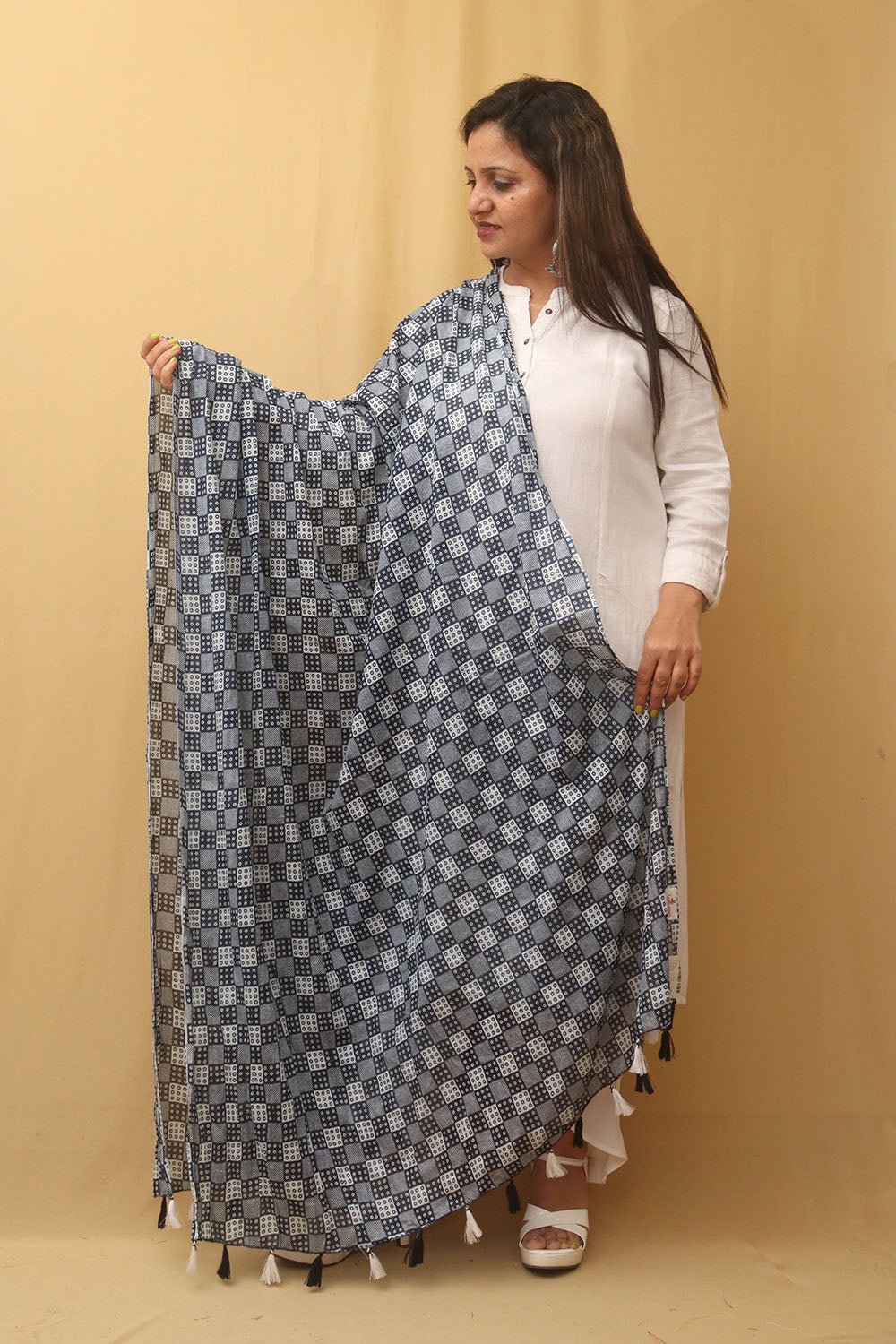 Blue Tie And Dye Cotton Dupatta - Luxurion World