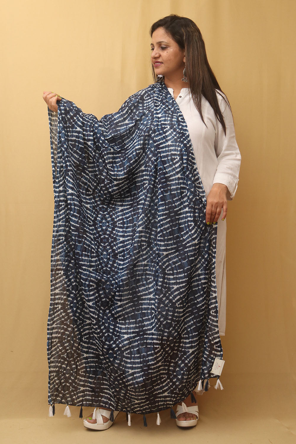 Blue Tie And Dye Cotton Dupatta - Luxurion World