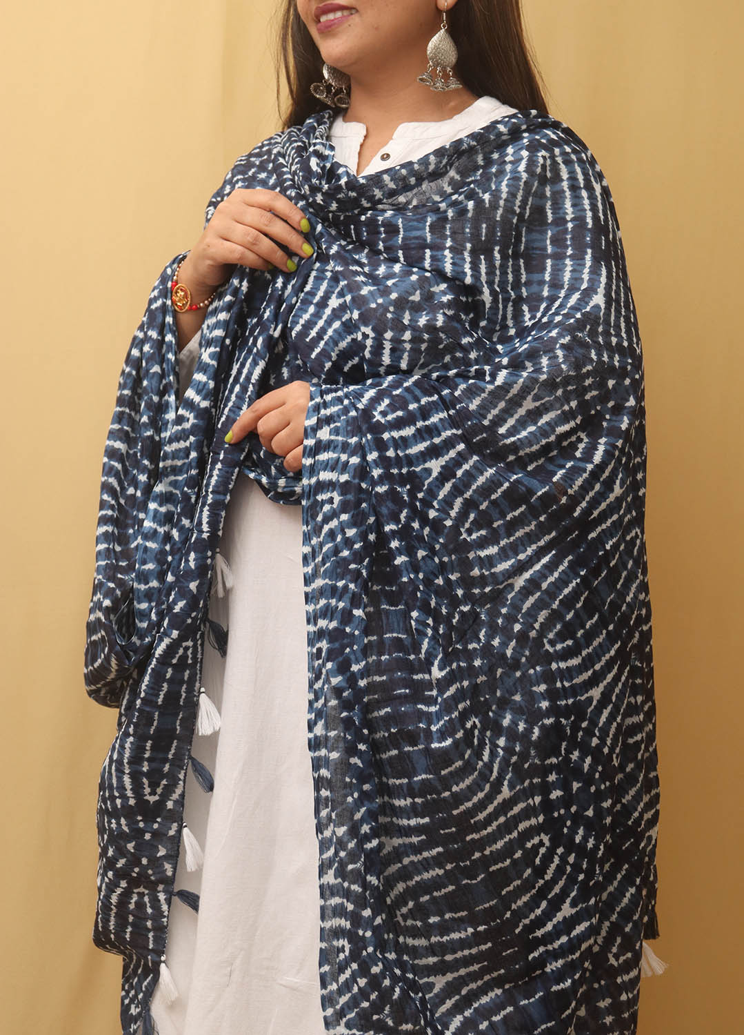 Blue Tie And Dye Cotton Dupatta - Luxurion World