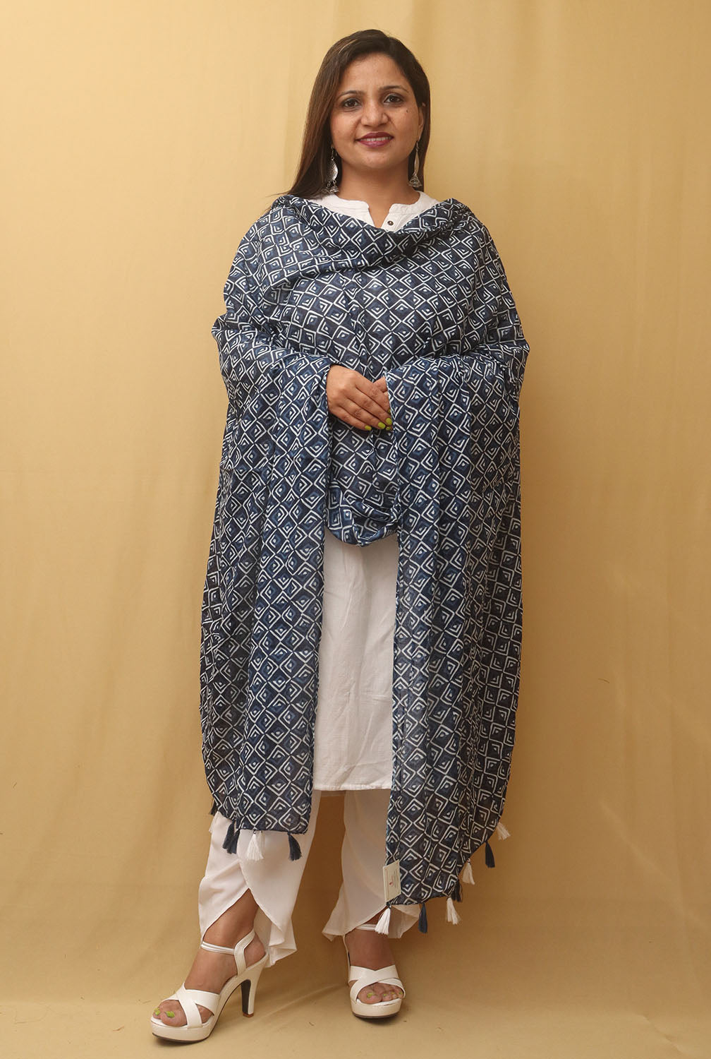 Blue Tie And Dye Cotton Dupatta - Luxurion World