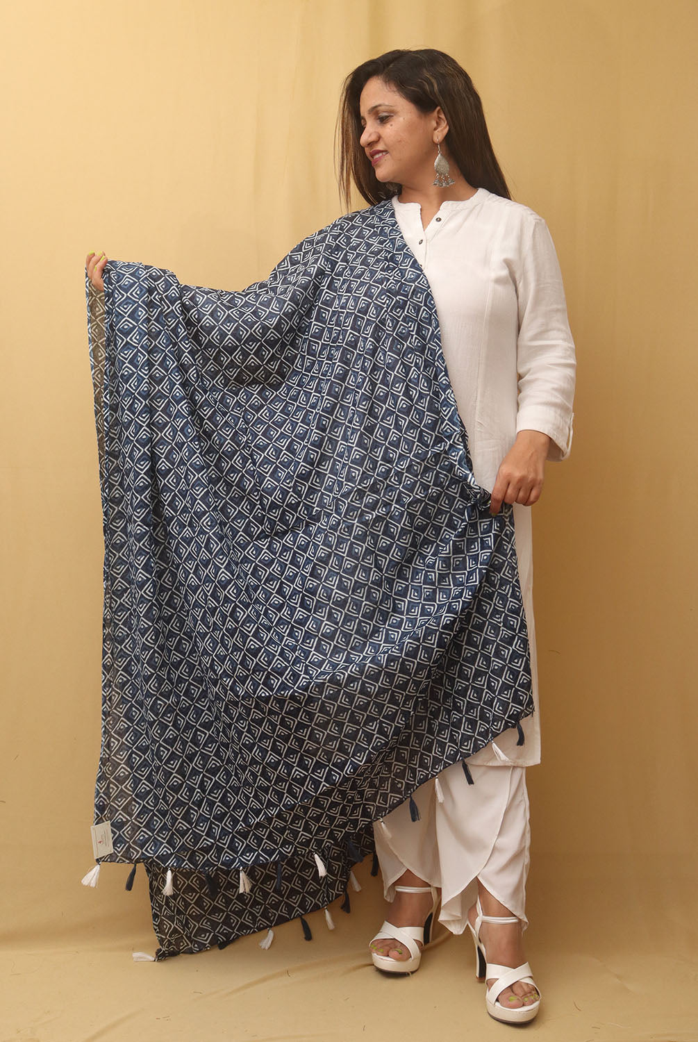 Blue Tie And Dye Cotton Dupatta - Luxurion World