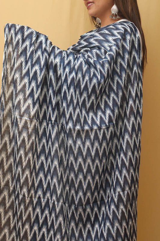 Blue Tie And Dye Cotton Dupatta - Luxurion World