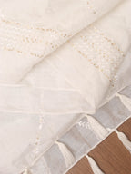 White Embroidered Trendy Chanderi Silk Dupatta - Luxurion World