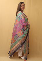 Multicolor Digital Printed Silk Sequins Work Dupatta - Luxurion World