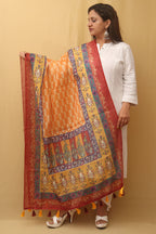 Multicolor Digital Printed Silk Sequins Work Dupatta - Luxurion World