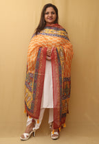 Multicolor Digital Printed Silk Sequins Work Dupatta - Luxurion World