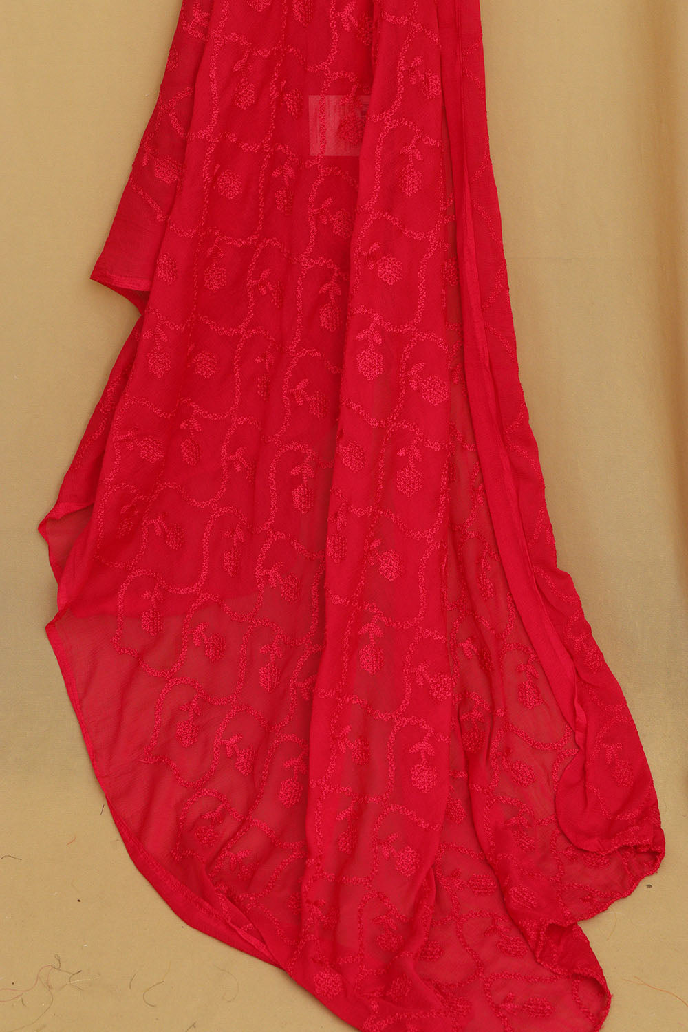 Stylish Pink Embroidered Georgette Dupatta - Luxurion World