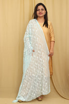 Stylish Blue Georgette Dupatta with Embroidery - Luxurion World