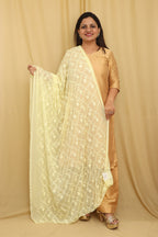 Stylish Yellow Embroidered Georgette Dupatta - Luxurion World