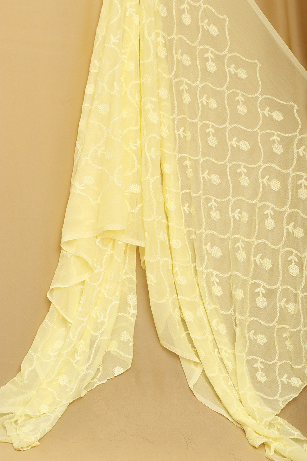 Stylish Yellow Embroidered Georgette Dupatta - Luxurion World