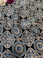 Black Block Printed Ajrakh Modal Silk Fabric ( 2.5 Mtr ) - Luxurion World