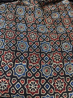 Multicolor Block Printed Ajrakh Modal Silk Fabric ( 2.5 Mtr ) - Luxurion World