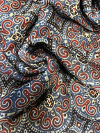 Blue Block Printed Ajrakh Modal Silk Fabric ( 1 Mtr ) - Luxurion World