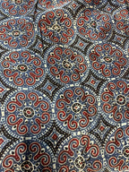 Blue Block Printed Ajrakh Modal Silk Fabric ( 1 Mtr ) - Luxurion World