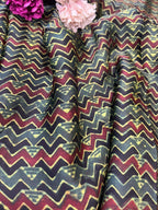 Multicolor Block Printed Ajrakh Modal Silk Fabric ( 2.5 Mtr ) - Luxurion World