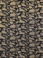 Exquisite Black Banarasi Shikargah Silk Fabric - 0.75 Mtr - Luxurion World